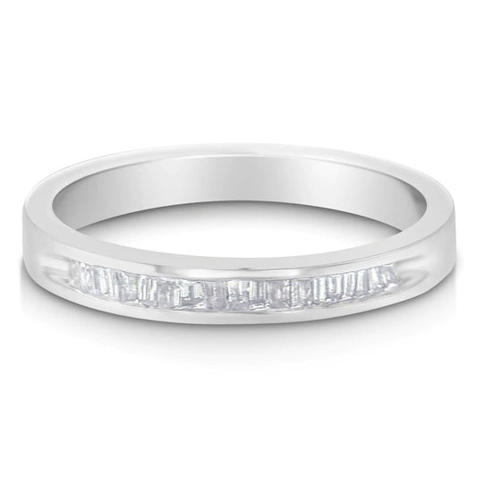 Sterling Silver Diamond Channel-Set Stackable Band Ring