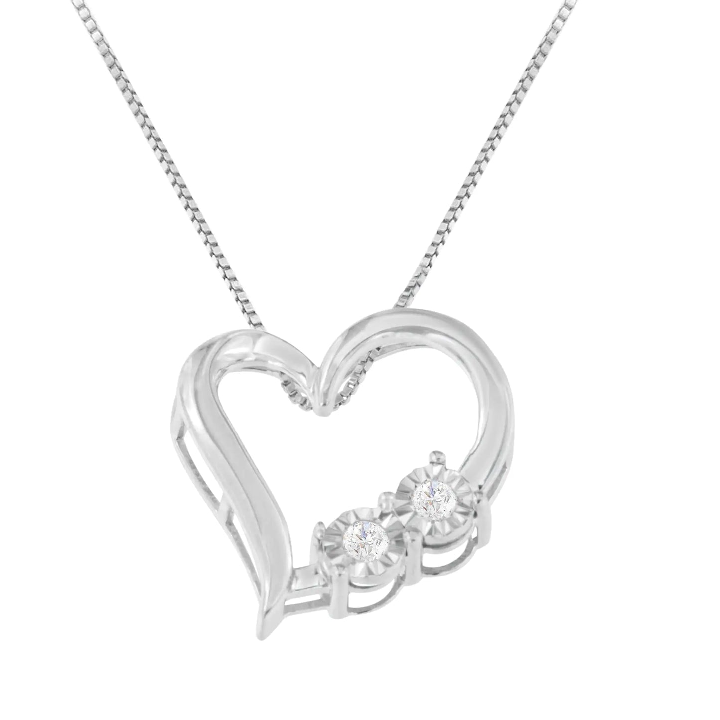 Sterling Silver Diamond Heart Pendant Necklace