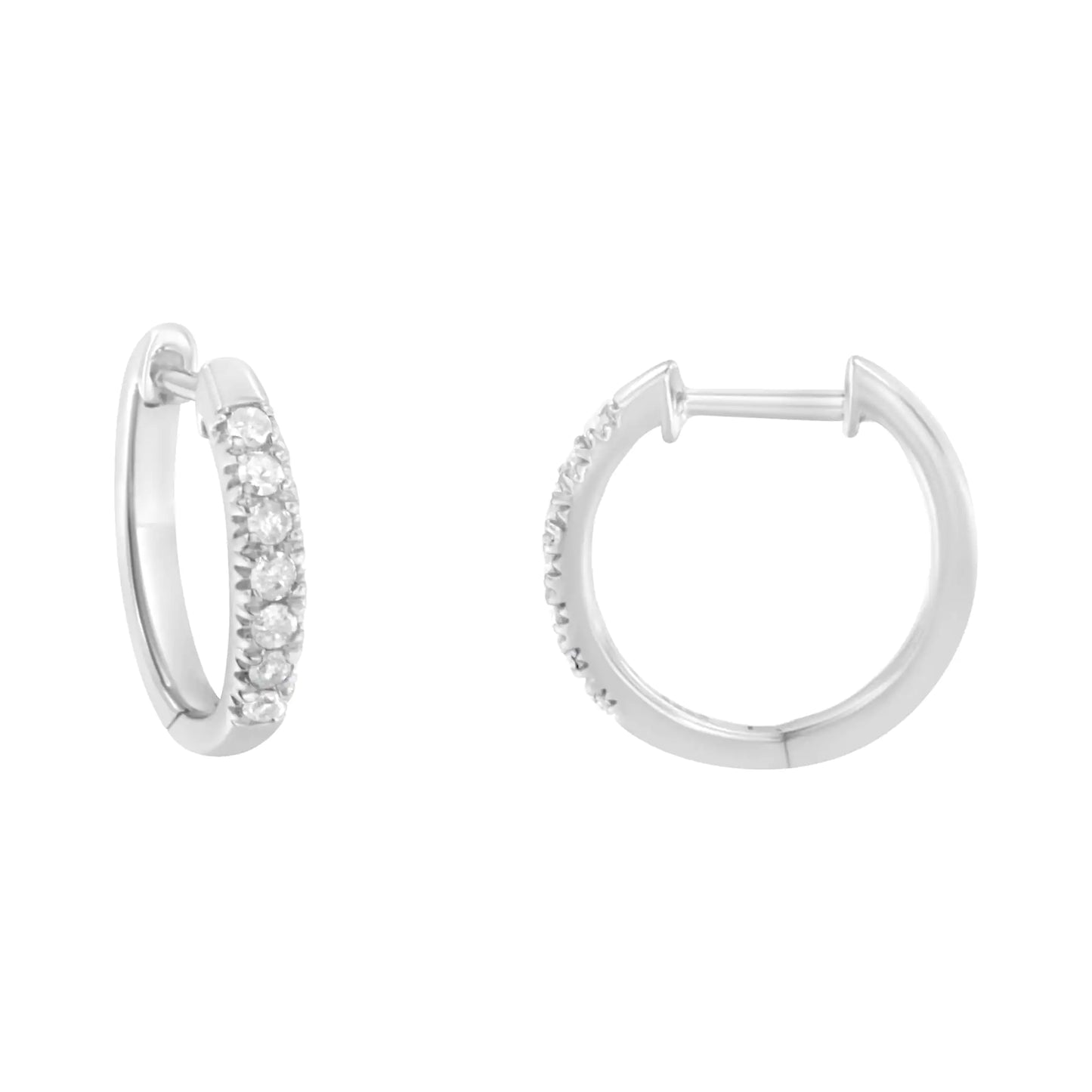 Sterling Silver Diamond Hoop Earrings