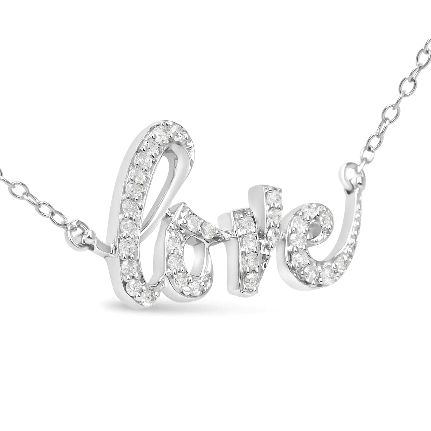 1/5 Cttw Round Diamond Love Pendant Necklace