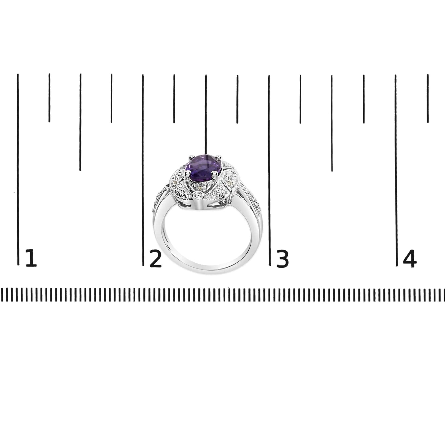 Sterling Silver Purple Amethyst and Round Diamond Cocktail Ring