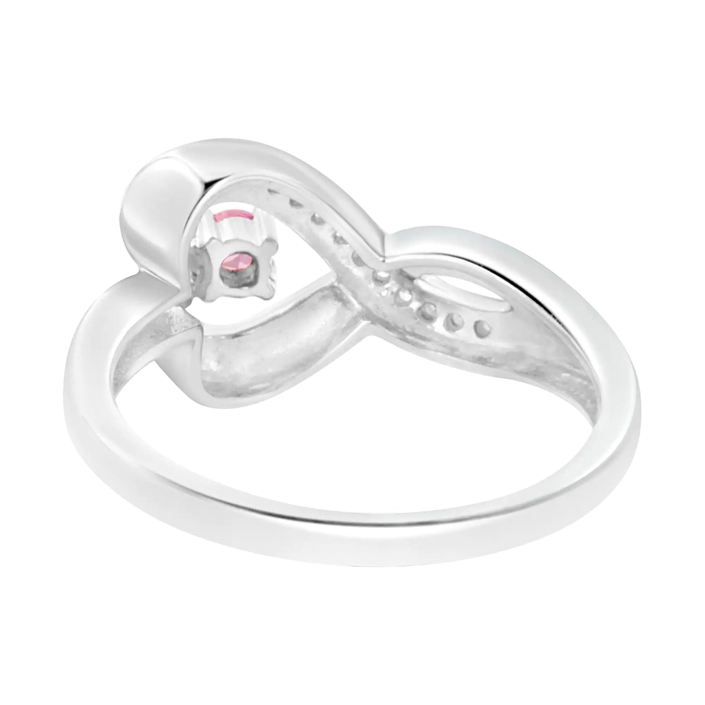 Sterling Silver Diamond Accent and Pink Sapphire Halo Heart Promise Ring