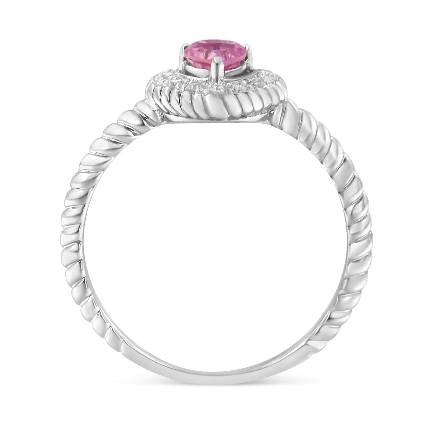 Sterling SilverPink Sapphire Heart and Diamond Accent Ring