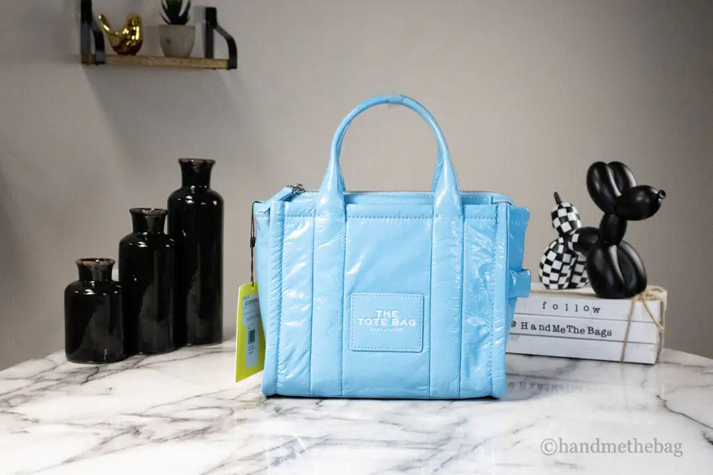 Marc Jacobs Shiny Mini Blue Leather Tote