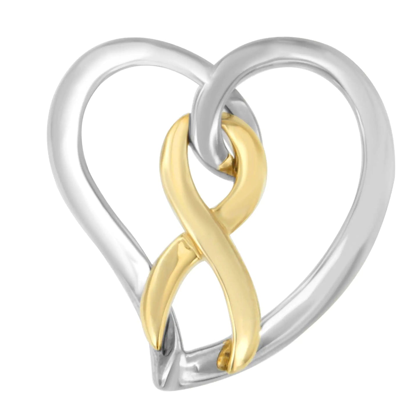 Gold and Silver Heart Bow Pendant Necklace