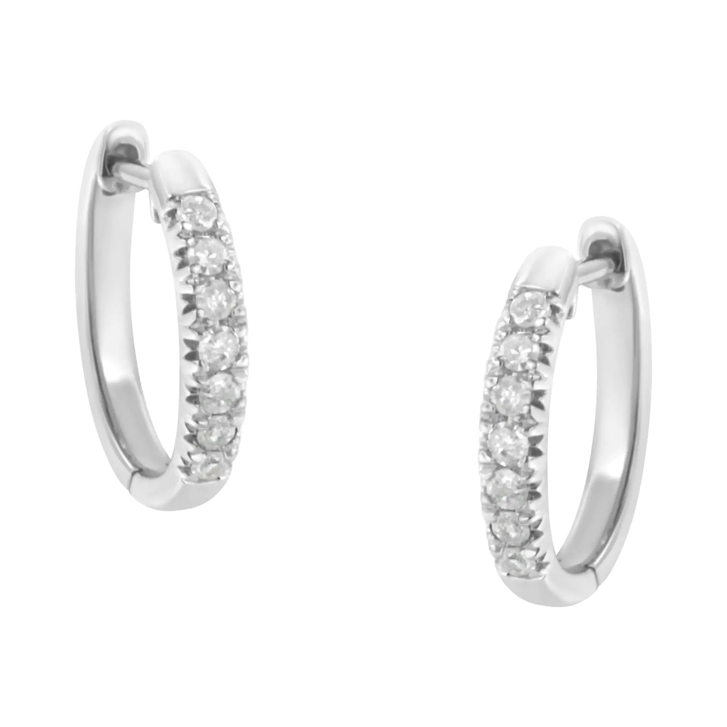 Sterling Silver Diamond Hoop Earrings