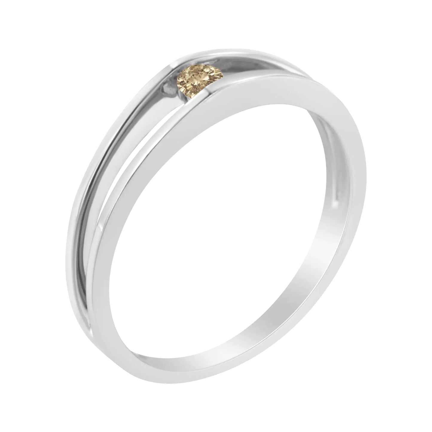 White Gold Treated Champagne Diamond Promise Ring