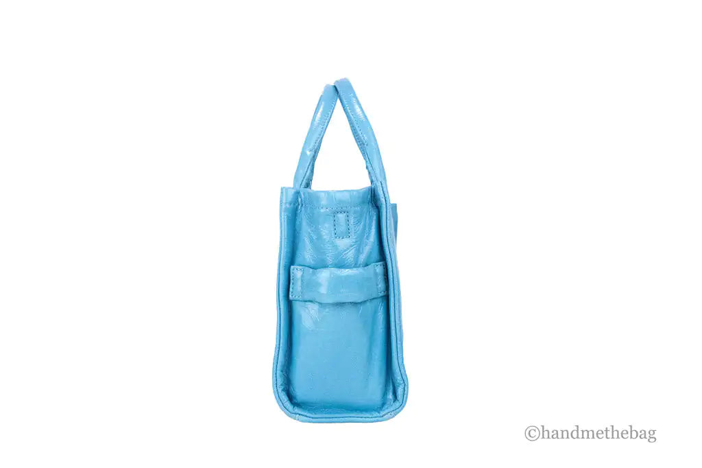 Marc Jacobs Shiny Mini Blue Leather Tote