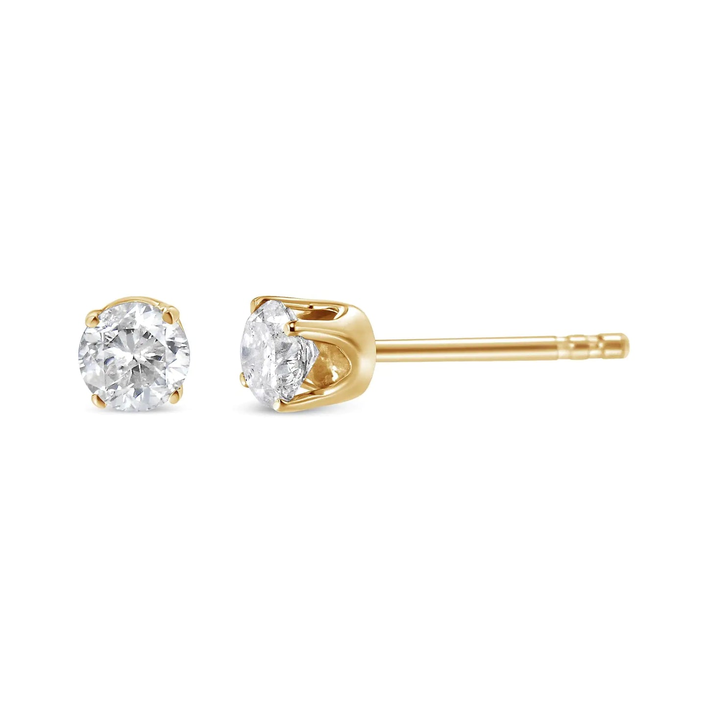 Gold-Tone Sterling Silver Solitaire Diamond Stud Earrings