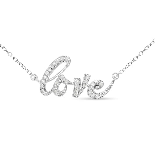 1/5 Cttw Round Diamond Love Pendant Necklace