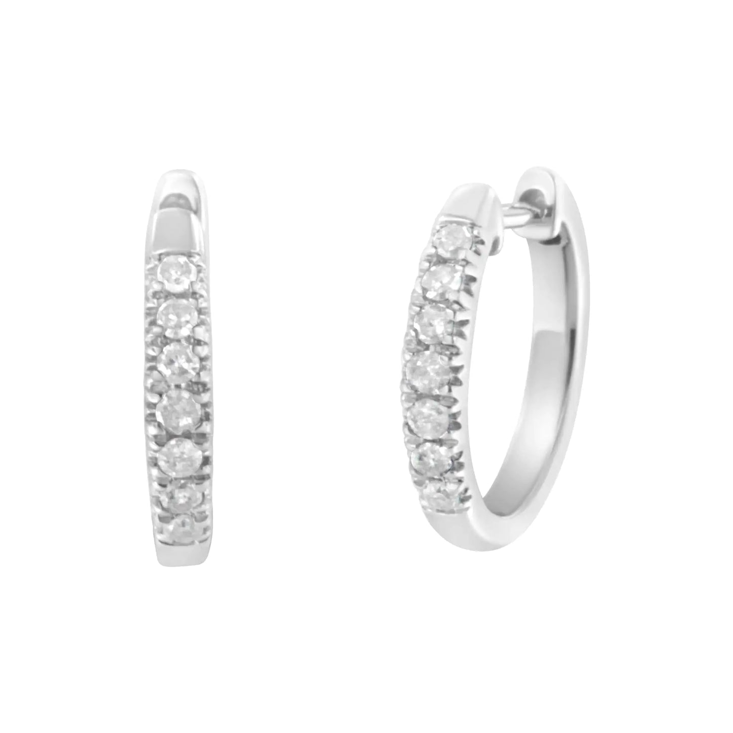 Sterling Silver Diamond Hoop Earrings