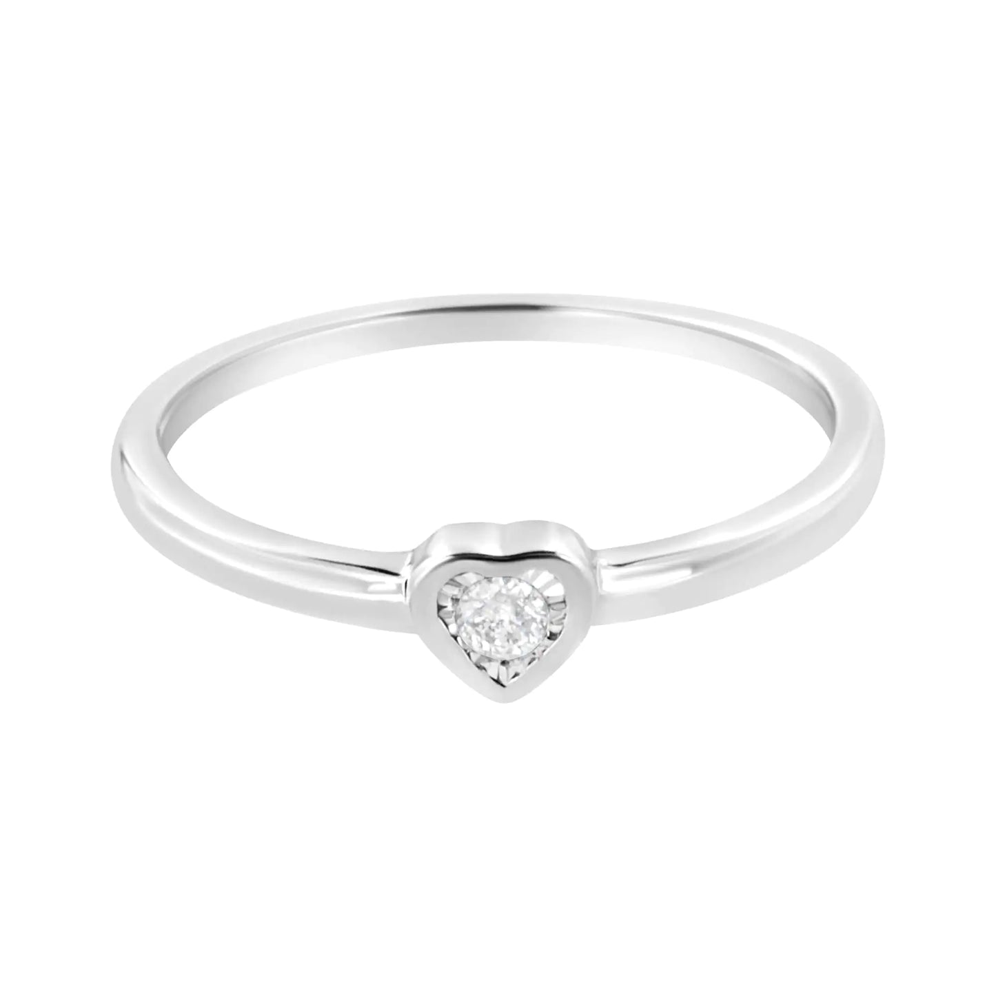 Sterling Silver Miracle Set Diamond Accent Heart Promise Ring