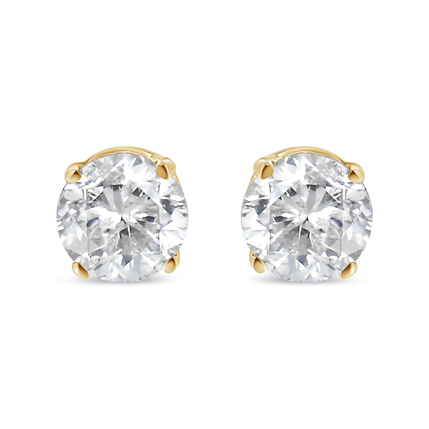 Gold-Tone Sterling Silver Solitaire Diamond Stud Earrings