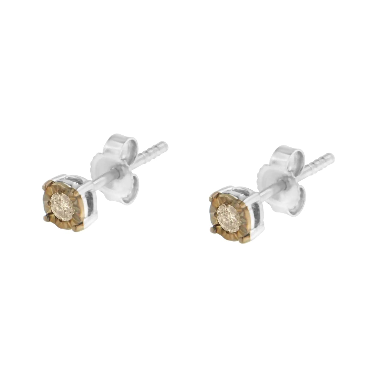 Yellow Gold Champagne Diamond Miracle-Set Stud Earrings