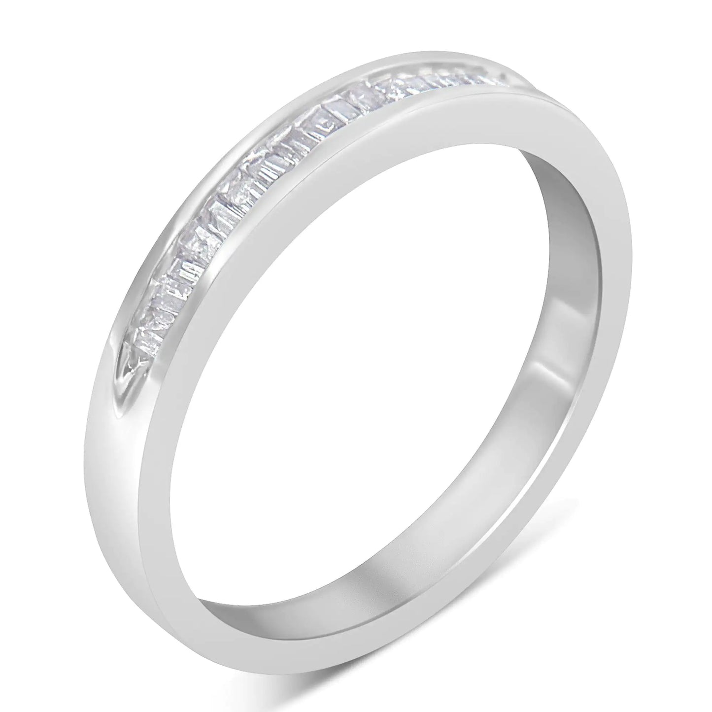 Sterling Silver Diamond Channel-Set Stackable Band Ring