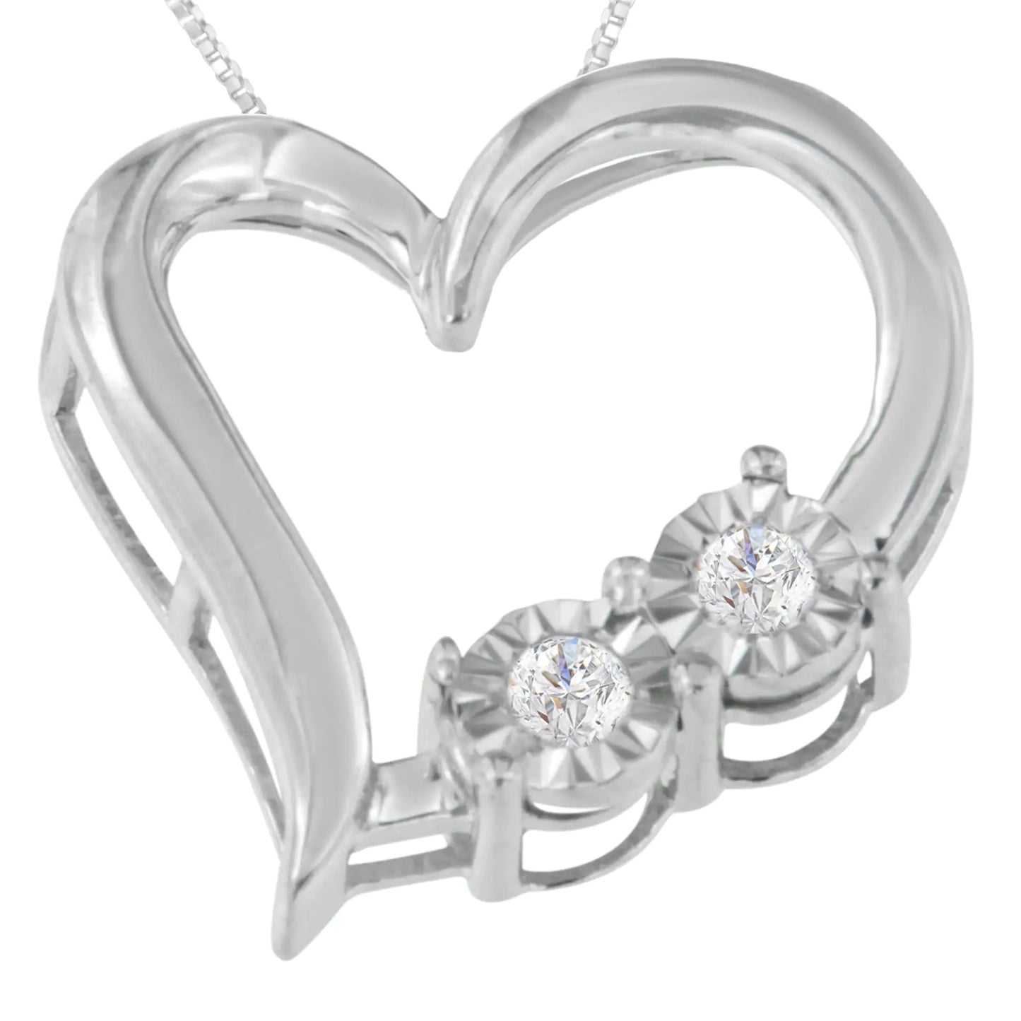 Sterling Silver Diamond Heart Pendant Necklace