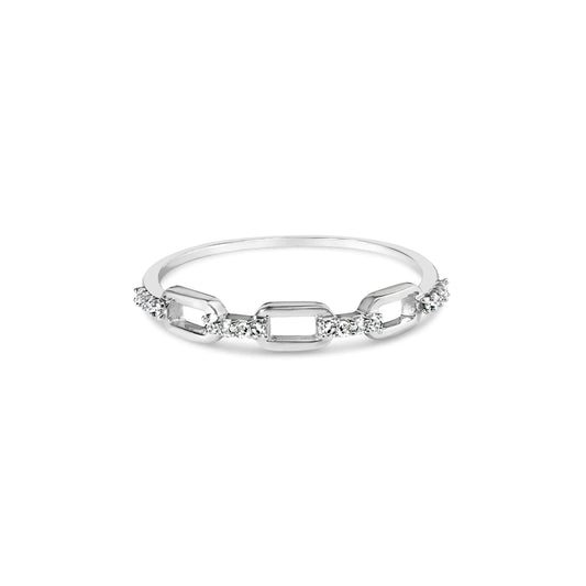 Sterling Silver Diamond Accent Paperclip Band Ring