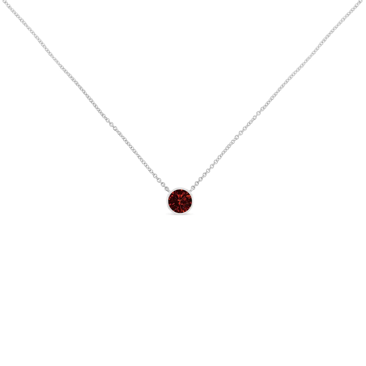 Bezel Set Created Gemstone Pendant Necklace